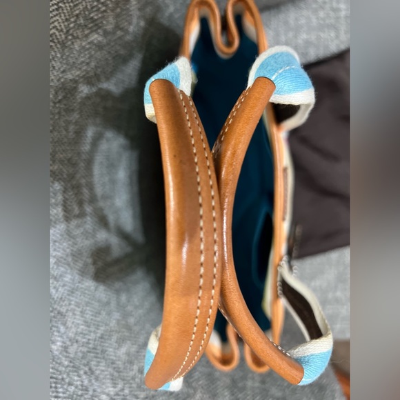 Vintage 2000 Coach bag purse spring color strip cloth w dust bag - Picture 4 of 12